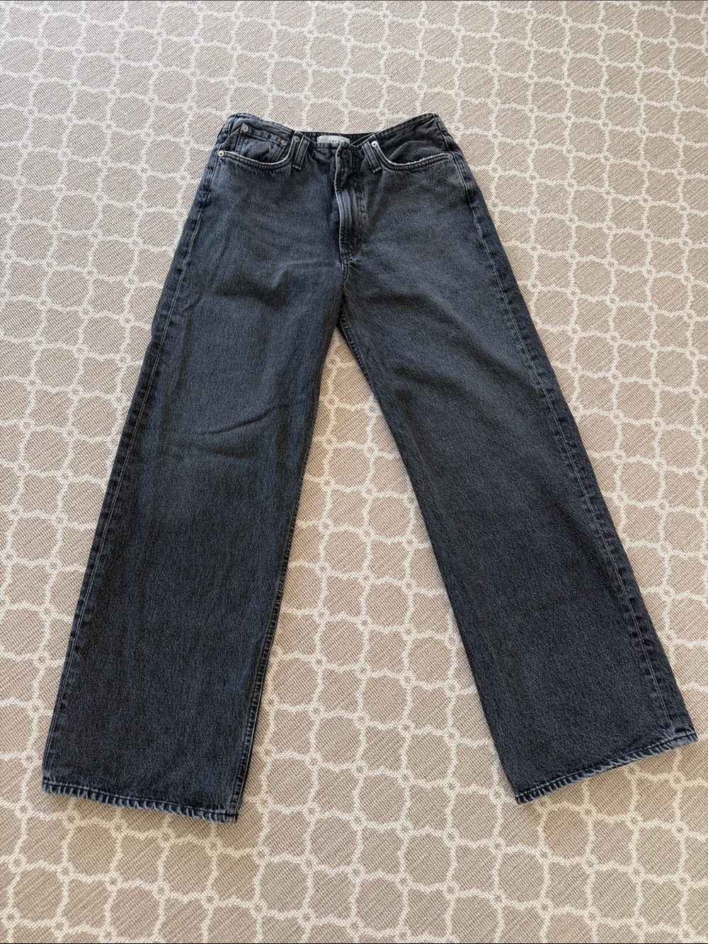 Agolde Washed Black Wide Leg Jeans